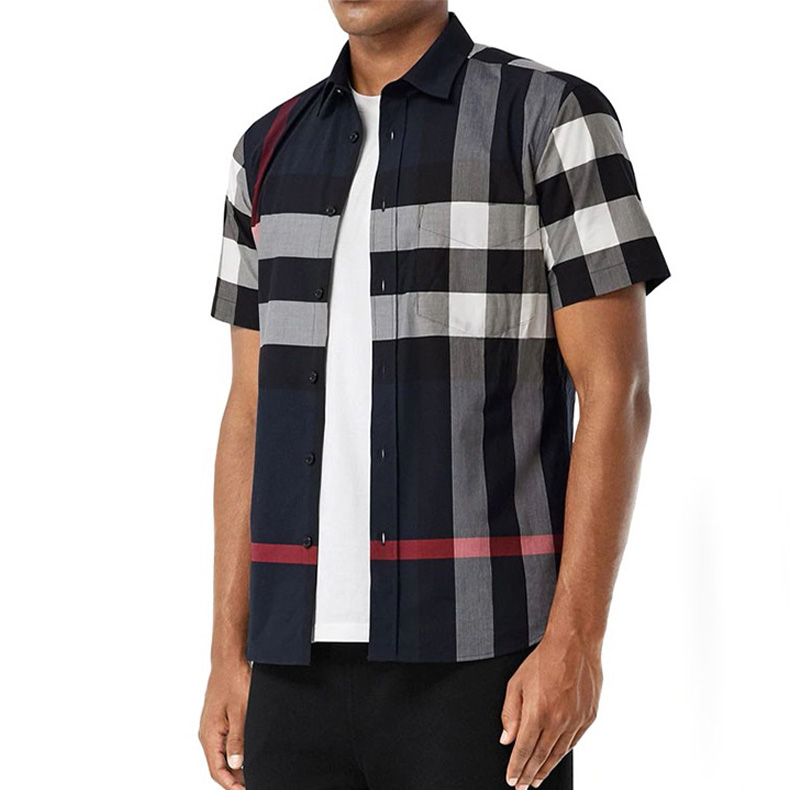 Burberry Blue Colorblock Check Short Sleeve Shirt 8020855 圖 5