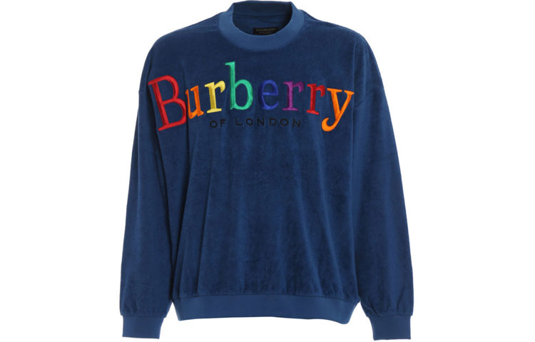 Burberry Blue Crewneck Sweatshirt with Multicolor Logo 45493321