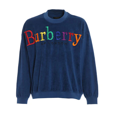 Burberry Blue Crewneck Sweatshirt with Multicolor Logo 45493321