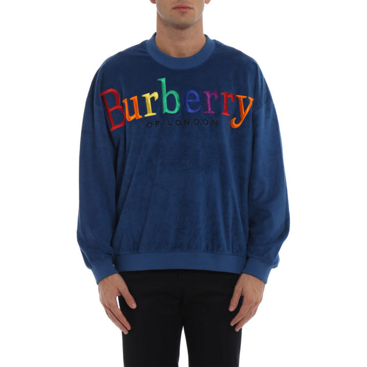 Burberry Blue Crewneck Sweatshirt with Multicolor Logo 45493321 圖 3
