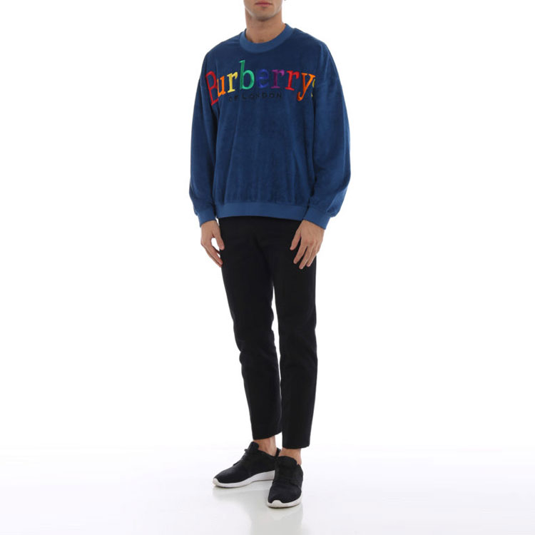 Burberry Blue Crewneck Sweatshirt with Multicolor Logo 45493321 圖 5