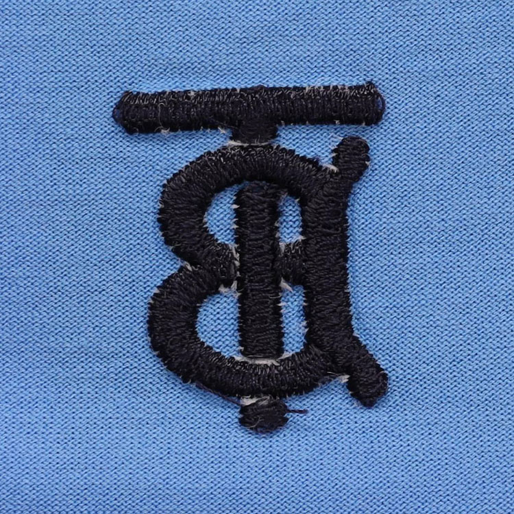 Burberry Blue Embroidered Letter Logo Crewneck Casual T-Shirt. 80400611 圖 8