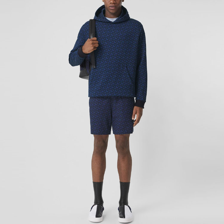 Shop Burberry Kemeja Lengan Pendek Cetakan Geometri Biru. 80487471