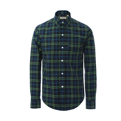 Burberry Blue Green Check Long Sleeve Cotton Shirt 80010131