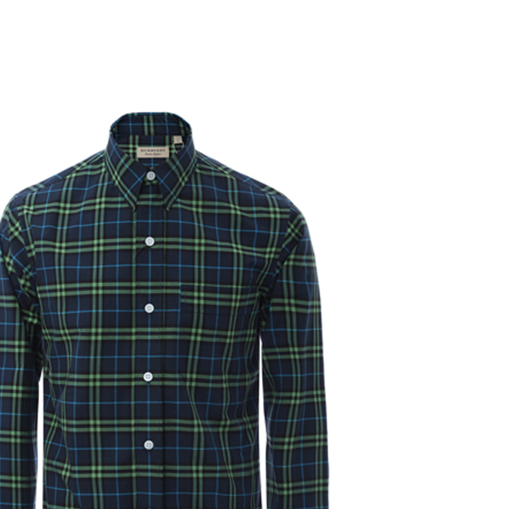 Burberry Blue Green Check Long Sleeve Cotton Shirt 80010131 圖 7