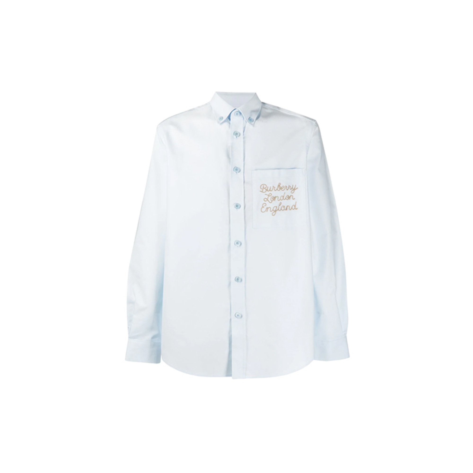 Burberry Blue Long Sleeve Shirt with Embroidered Logo SS21 80367561