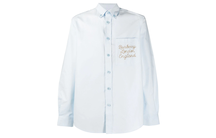 Burberry Blue Long Sleeve Shirt with Embroidered Logo SS21 80367561 圖 2