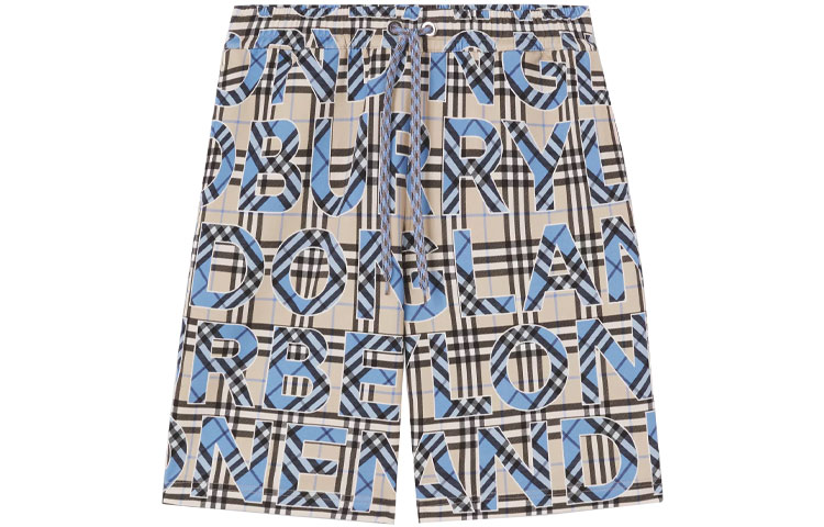 Burberry Blue Monogram Print Drawstring Casual Shorts. 80393151 圖 2