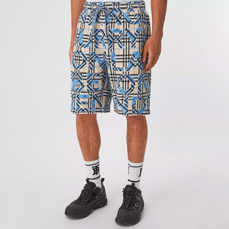 Burberry Blue Monogram Print Drawstring Casual Shorts. 80393151 圖 3
