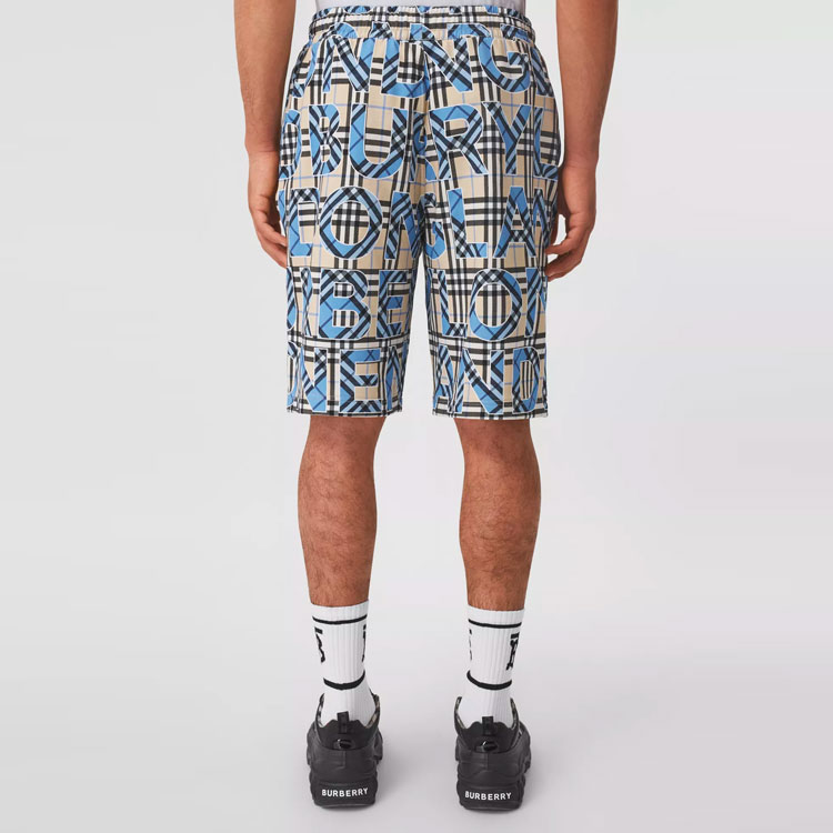 Burberry Blue Monogram Print Drawstring Casual Shorts. 80393151 圖 4