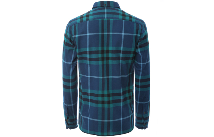 Lookbook Burberry 藍色拼接格紋休閒長袖襯衫 40238661