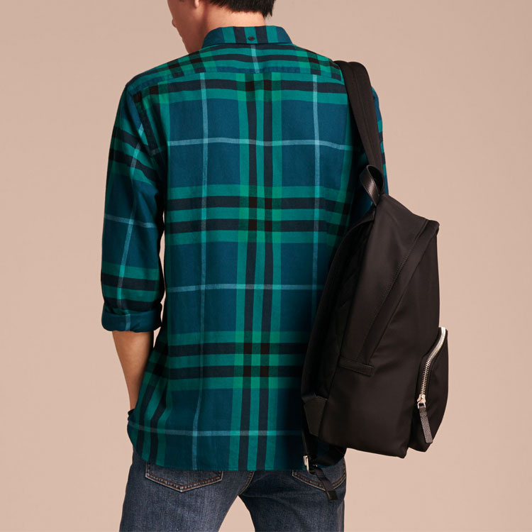 Purchase Burberry 藍色拼接格紋休閒長袖襯衫 40238661