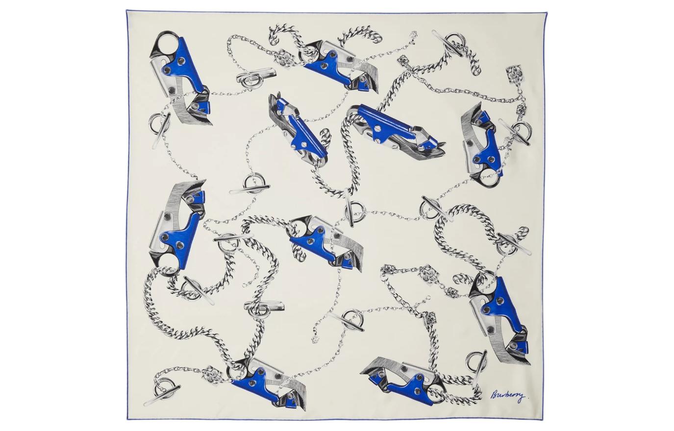 Burberry Blue Scarf with Knife Pattern Design - Unisex情侣款 80867481