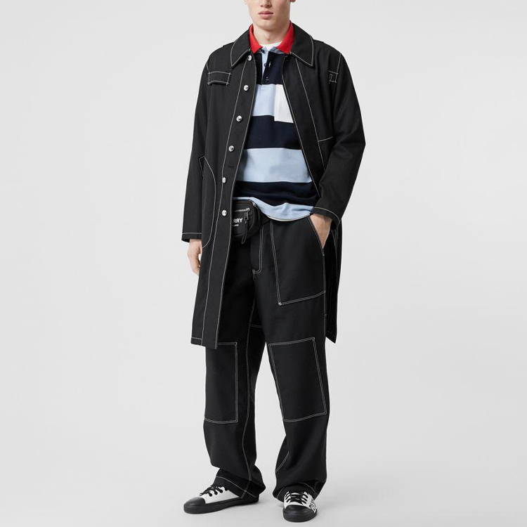 Burberry Blue Striped Long-Sleeve Mesh Cotton Polo Shirt 80134731 圖 5