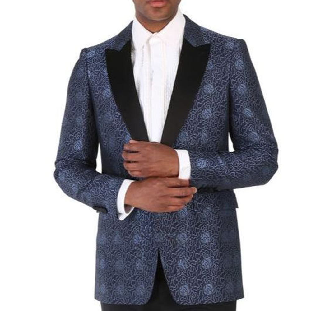 Burberry Blue V-Neck Single-Button Slim-Fit Long-Sleeve Jacket 40663271