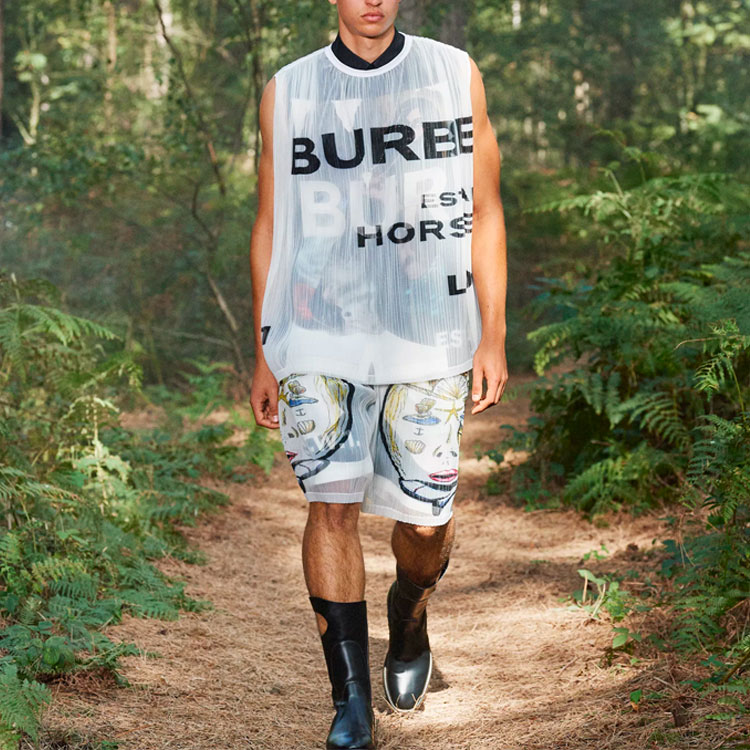 Burberry Blue White Letter Logo Print Shorts with Zipper Side Pockets. 45672461 圖 3