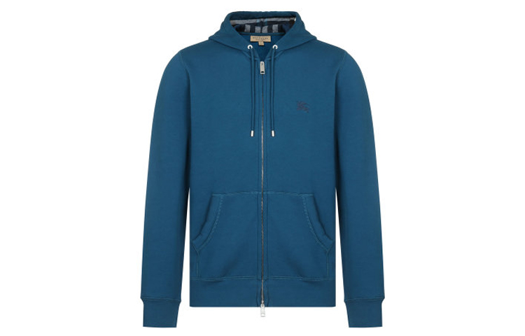 Burberry Blue Zip-Up Sweatshirt with Logo Print 40504161