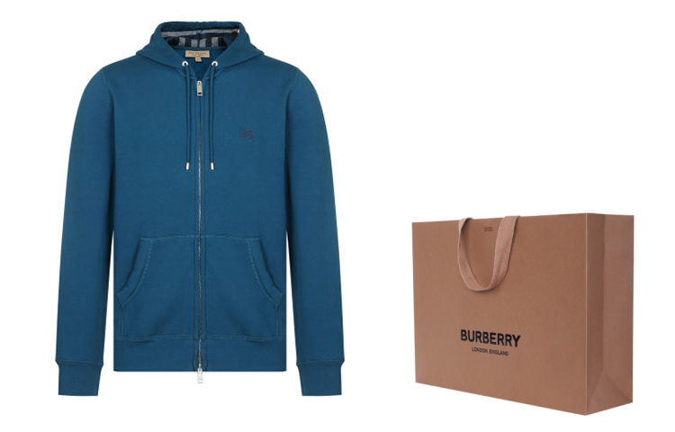 Lookbook Burberry Blue Zip-Up Sweatshirt with Logo Print 40504161
