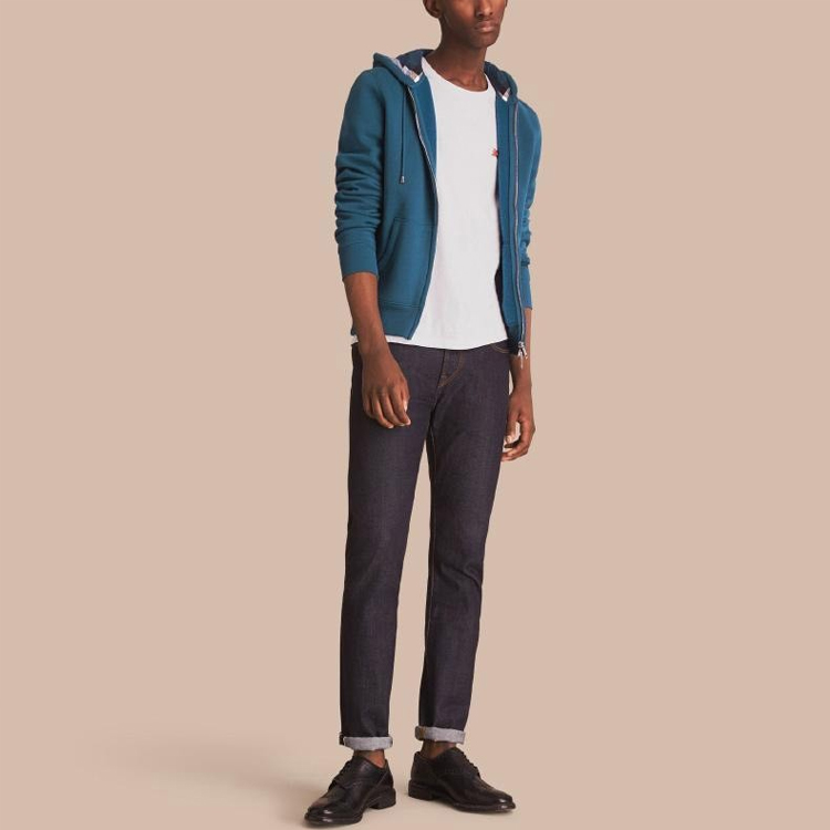 Sizing Burberry Blue Zip-Up Sweatshirt with Logo Print 40504161