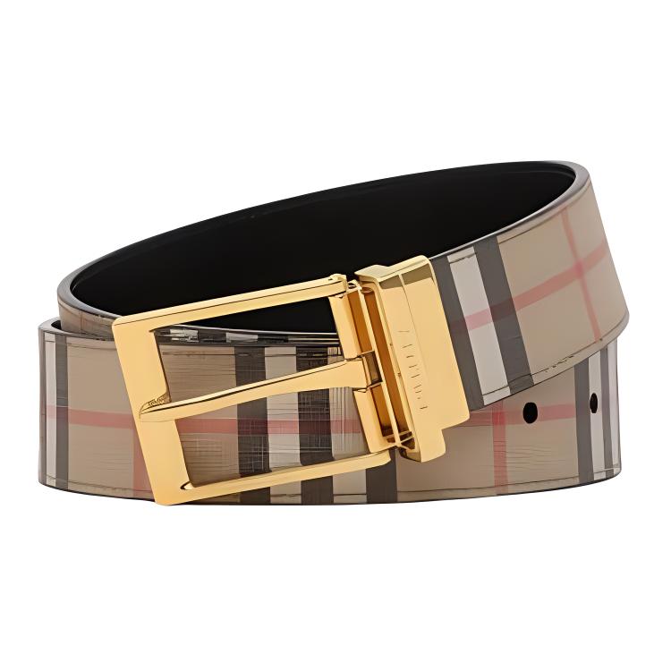 Burberry Brown  Leather Belt with Metal Buckle, 3.5CM Width. 80649611