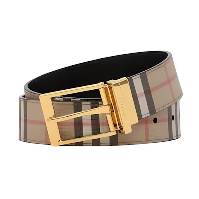 Burberry Brown Leather Belt with Metal Buckle, 3.5CM Width. 80649611