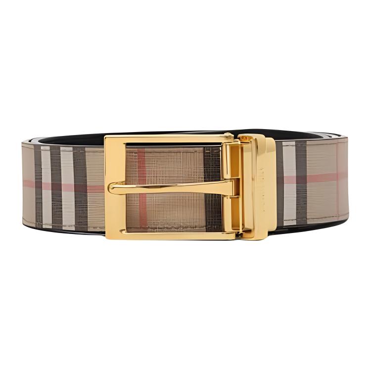 Burberry Brown  Leather Belt with Metal Buckle, 3.5CM Width. 80649611 圖 3