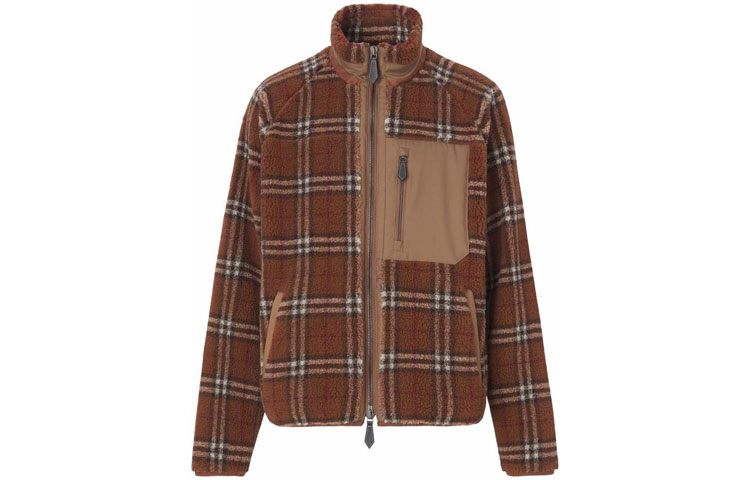 Burberry Brown Check Patch Pocket High Collar Jacket 8047868-A9011