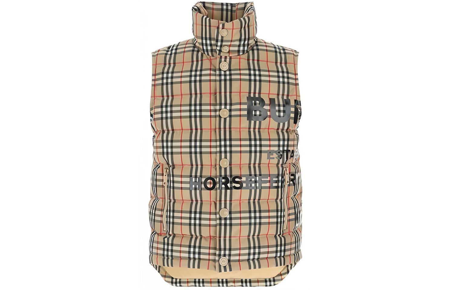 Burberry Brown Check Single-Breasted Sleeveless Down Vest 80236731
