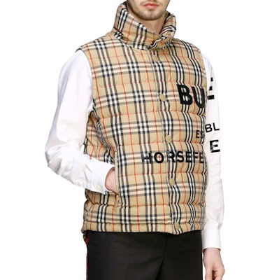 バーバリー ブラウンチェック シングルブレスト ノースリーブ ダウンベスト 80236731 Shop バーバリー ブラウンチェック シングルブレスト ノースリーブ ダウンベスト 80236731