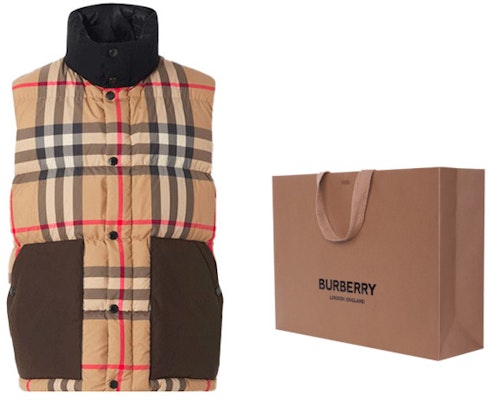 バーバリー ブラウン チェック柄 ダウンベスト スタンドカラー&スナップボタン付き 80441821 Details for バーバリー ブラウン チェック柄 ダウンベスト スタンドカラー&スナップボタン付き 80441821
