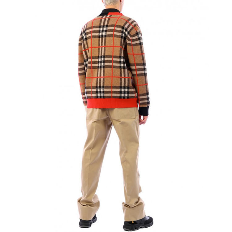 Purchase Burberry Brown Checkered Jacquard Wool Sweater 80236641