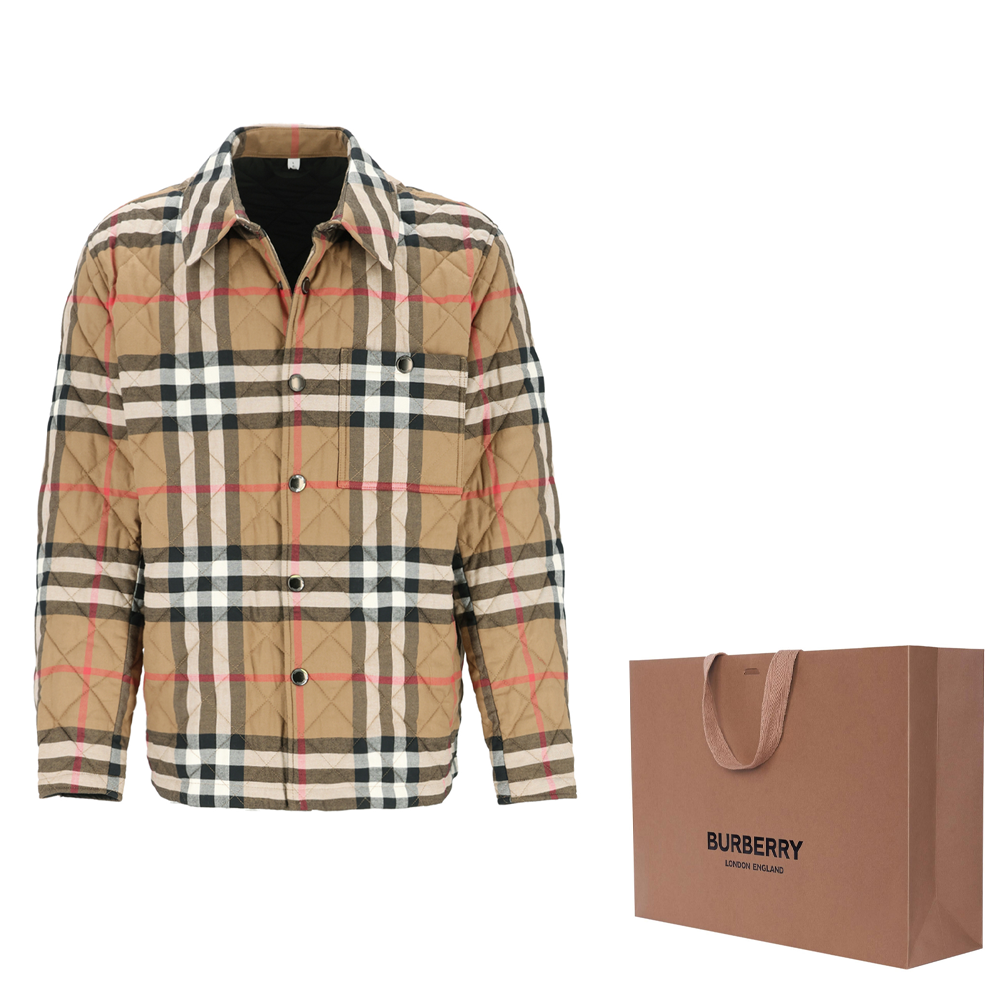 Burberry Brown Checkered Long-Sleeve Cotton Jacket with Single Button 80914591 圖 8