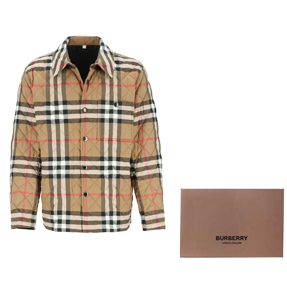 Burberry Brown Checkered Long-Sleeve Cotton Jacket with Single Button 80914591 圖 9