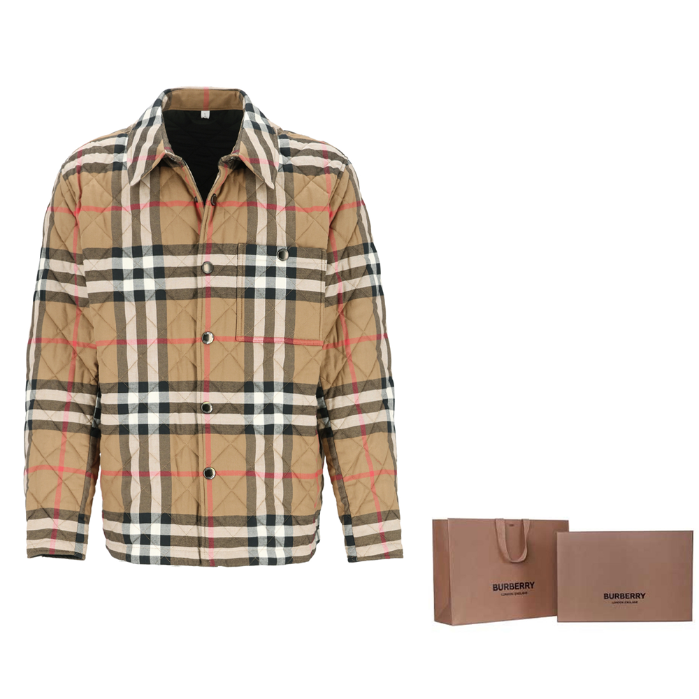 Burberry Brown Checkered Long-Sleeve Cotton Jacket with Single Button 80914591 圖 10