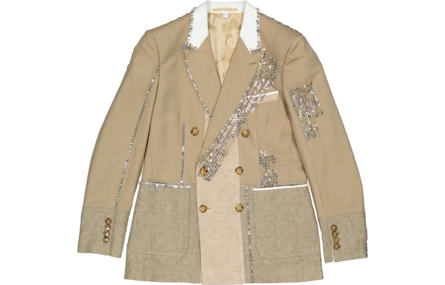 Burberry Brown Double-Breasted Long-Sleeve Jacket with Contrast Collar 45592781