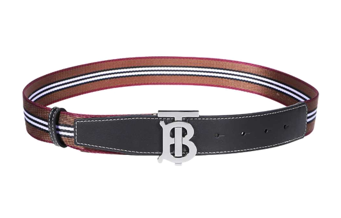 Burberry Brown Leather Belt with Textured Detailing and Smooth Buckle (). 8062908