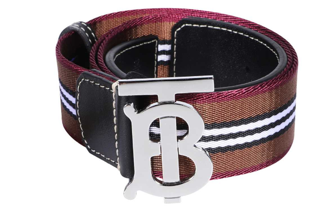 Lookbook Burberry Brown Leather Belt with Textured Detailing and Smooth Buckle (). 8062908