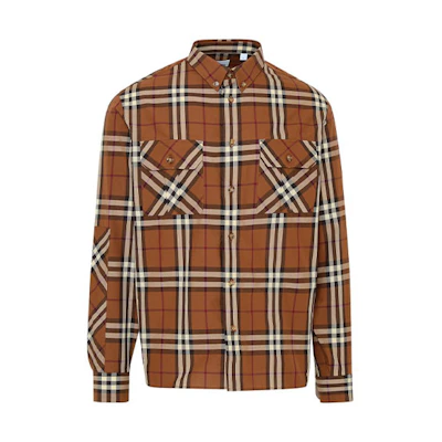 Burberry Brown Long Sleeve Checkered Button-Up Shirt 80459781