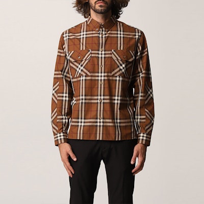 Burberry Brown Long Sleeve Checkered Button-Up Shirt 80459781 Shop Burberry Brown Long Sleeve Checkered Button-Up Shirt 80459781
