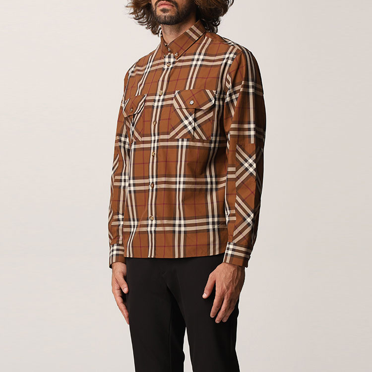 Details for Burberry Brown Long Sleeve Checkered Button-Up Shirt 80459781