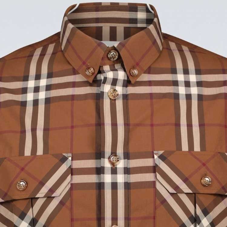 Sizing Burberry Brown Long Sleeve Checkered Button-Up Shirt 80459781