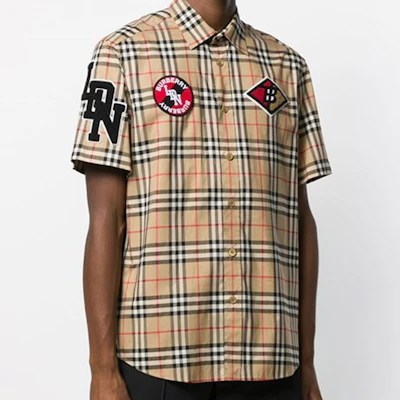 バーバリー ブラウン チェック ロゴ ショートスリーブ シャツ 80245311 Shop バーバリー ブラウン チェック ロゴ ショートスリーブ シャツ 80245311