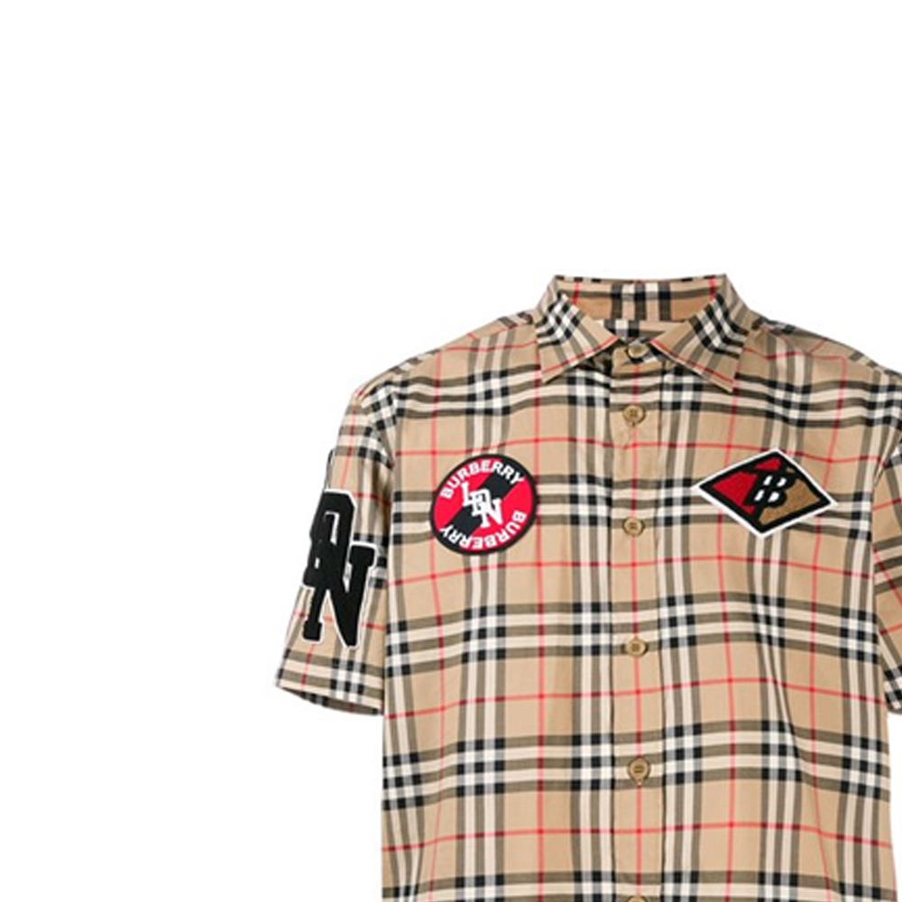 Sizing バーバリー ブラウン チェック ロゴ ショートスリーブ シャツ 80245311