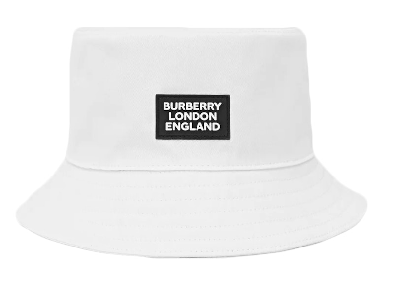 Burberry Bucket Hat Logo Applique Cotton White