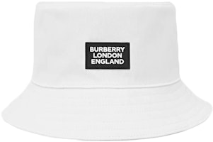 Burberry Bucket Hat Logo Applique Cotton White Burberry Bucket Hat Logo Applique Cotton White