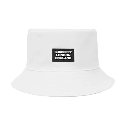 Burberry Bucket Hat Logo Applique Cotton White