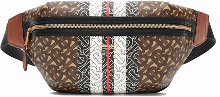 Burberry Bum Bag Monogram Stripe Medium Brown Burberry Bum Bag Monogram Stripe Medium Brown