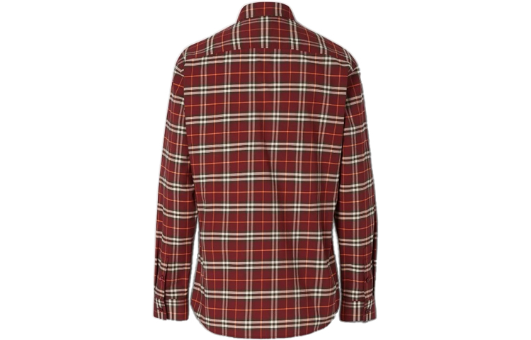Burberry Burgundy Check Long Sleeve Curved-Hem Shirt 80234641 圖 3