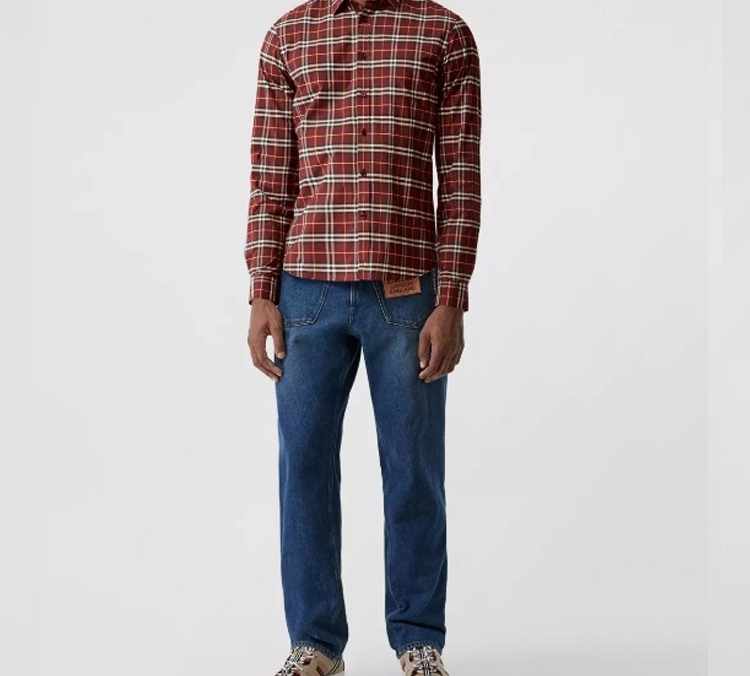 Burberry Burgundy Check Long Sleeve Curved-Hem Shirt 80234641 圖 6