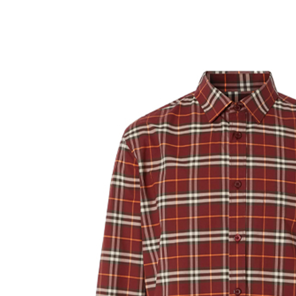 Burberry Burgundy Check Long Sleeve Curved-Hem Shirt 80234641 圖 7